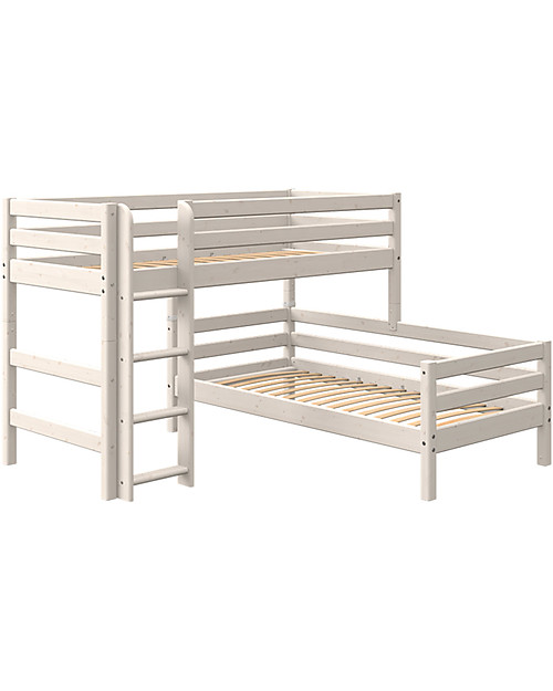 Flexa Semi High Bunk Bed with Straight Ladder - 200x90 cm Bunk Beds