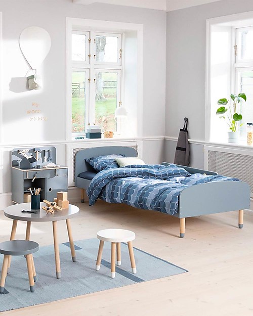 Flexa Single Bed Dots with Safety Rails - 200x90 cm - Light Blue Single Bed