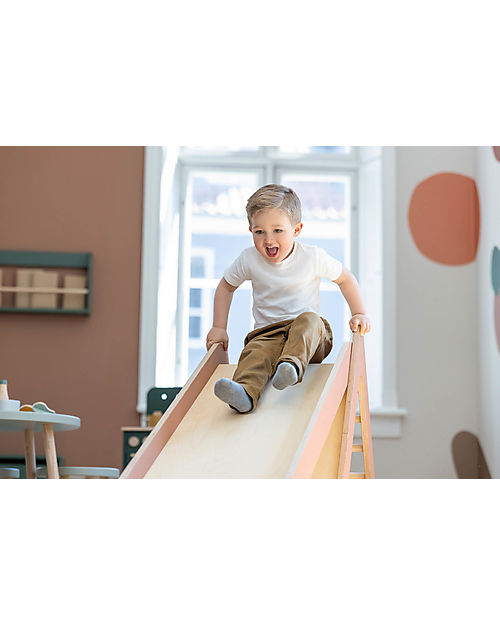 Flexa Wooden Play Tower - Rose - with Ladder + Climbing Plate + Slide Montessori Toys