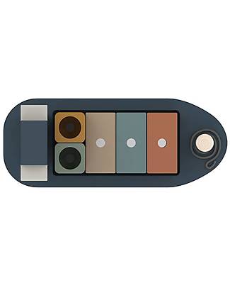 Flexa Wooden Ship Container - Blue - with 5 Containers and Load Magnet Wooden Toy Cars, Trains & Trucks