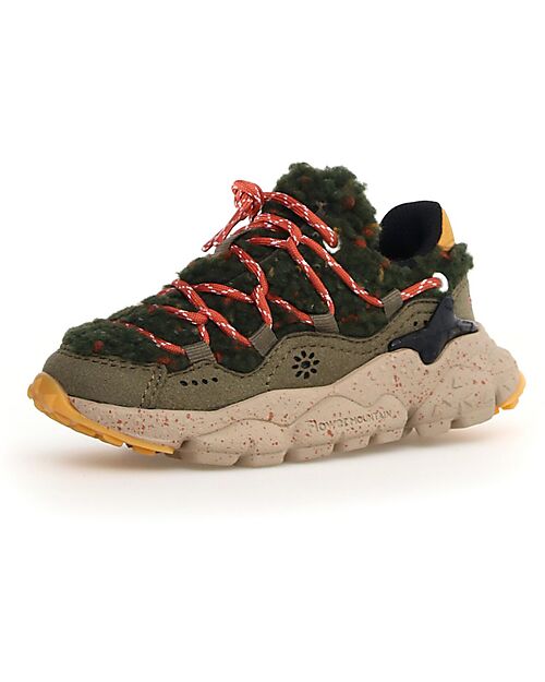 Flower Mountain Raikiri Junior Sneakers - Teddy - Militare/Multi - Eco-leather Sneakers