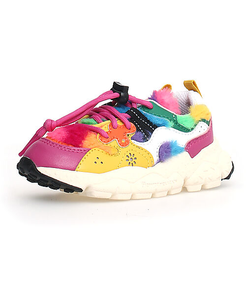 Flower Mountain Sneakers Yamano 3 Junior Teddy Multicolor Eco Leather and Recycled Technical Fabric unisex bambini