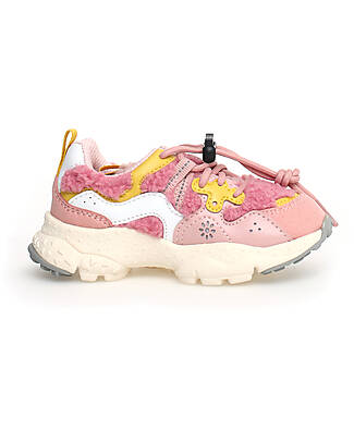 Flower Mountain Sneakers Yamano 3 Junior - Teddy - Pink Multicolor - Eco-Leather and Recycled Technical Fabric Sneakers