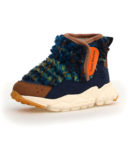 Flower Mountain Taro WP Junior  Boot - Teddy - Brown/Blue Navy - Eco-leather Shoes