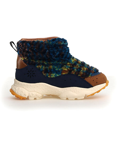 Flower Mountain Taro WP Junior  Boot - Teddy - Brown/Blue Navy - Eco-leather Shoes
