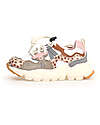 Flower Mountain Yamano 3 Junior Sneakers - Animalier - Beige and Multi - Eco-Leather and Recycled Technical Fabric Shoes