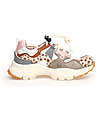 Flower Mountain Yamano 3 Junior Sneakers - Animalier - Beige and Multi - Eco-Leather and Recycled Technical Fabric Shoes