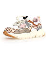 Flower Mountain Yamano 3 Junior Sneakers - Animalier - Beige and Multi - Eco-Leather and Recycled Technical Fabric Shoes