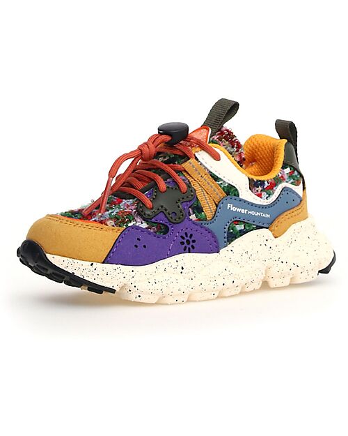 Flower Mountain Yamano 3 Junior Sneakers - Fabric - Beige/Lilac/Blue Navy - Eco-leather Sneakers