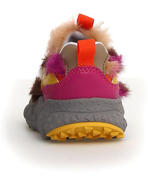 Flower Mountain Yamano 3 Junior Sneakers - Fur - Bordeuax/Brown/Yellow - Eco-leather Sneakers