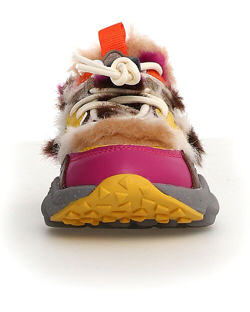 Flower Mountain Yamano 3 Junior Sneakers - Fur - Bordeuax/Brown/Yellow - Eco-leather Sneakers