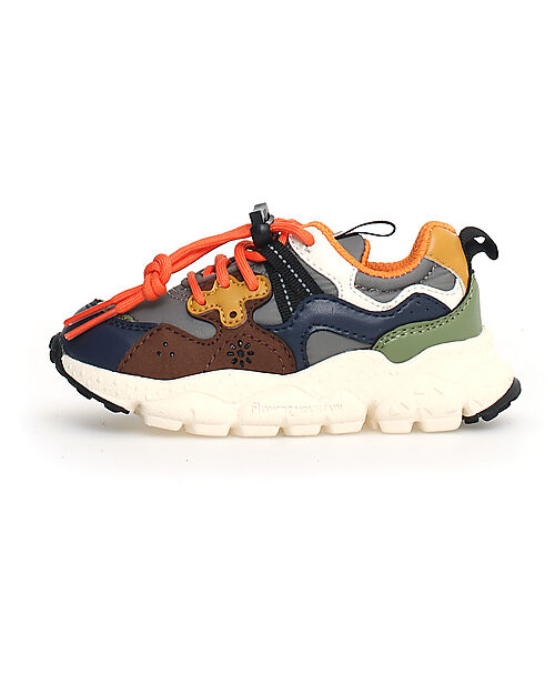Flower Mountain Yamano 3 Junior Sneakers - Nylon - Grey/Brown/Military - Eco-Leather and Recycled Technical Fabric Shoes