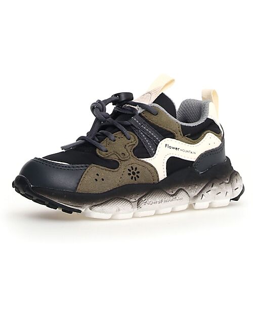 Flower Mountain Yamano 3 Junior Sneakers - Nylon - Militare/Anthracite - Eco-leather Sneakers