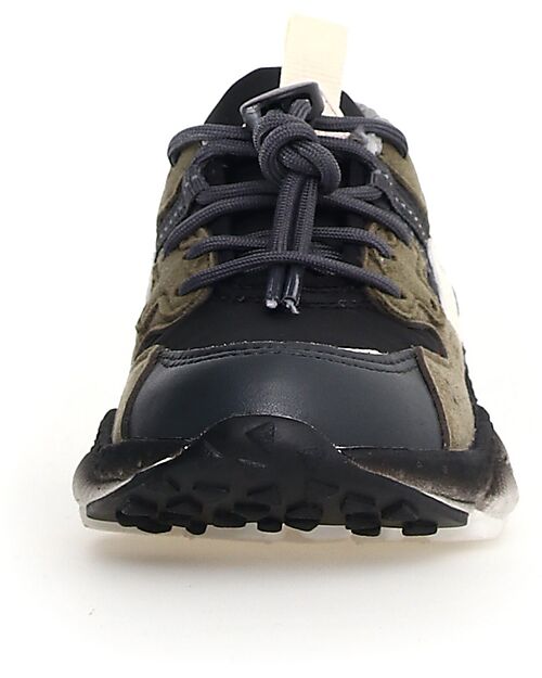 Flower Mountain Yamano 3 Junior Sneakers - Nylon - Militare/Anthracite - Eco-leather Sneakers