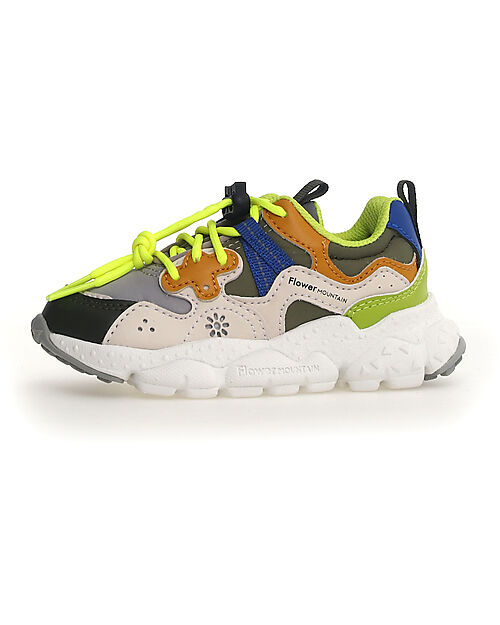Flower Mountain Yamano 3 Junior Sneakers - Nylon - Military/Grey/Powder/Light Green - Eco-leather and Recycled Technical Fabric Shoes