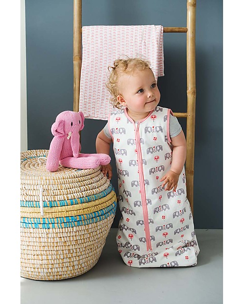 Fresk Summer Sleeping Bag, Pink Elephant, 6-12m - Double layer of organic muslin cotton Sleeping Bags
