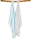 Frugi 2 Pack Muslin Squares, Little Whales/Anchors - 100% cotton muslin, 65 x 65 cm Muslin Swaddle