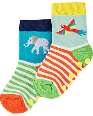 Frugi 2 Pack Non-Slip Socks - Jungle - Organic Cotton Antislip Socks