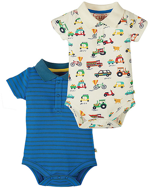Frugi 4-pack Collar Bodysuit - Vehicle - 100% Organic cotton Short Sleeves Bodies