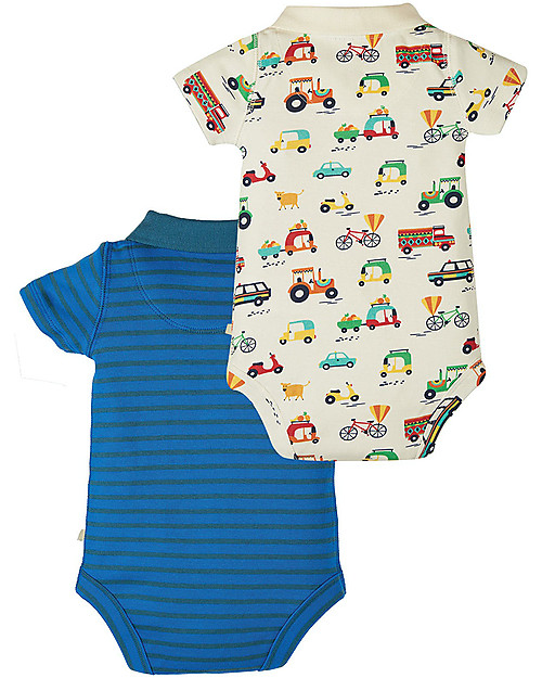 Frugi 4-pack Collar Bodysuit - Vehicle - 100% Organic cotton Short Sleeves Bodies