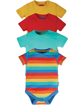 Frugi 4-pack Short Sleeved Bodysuit - Rainbow - 100% Organic cotton Short Sleeves Bodies