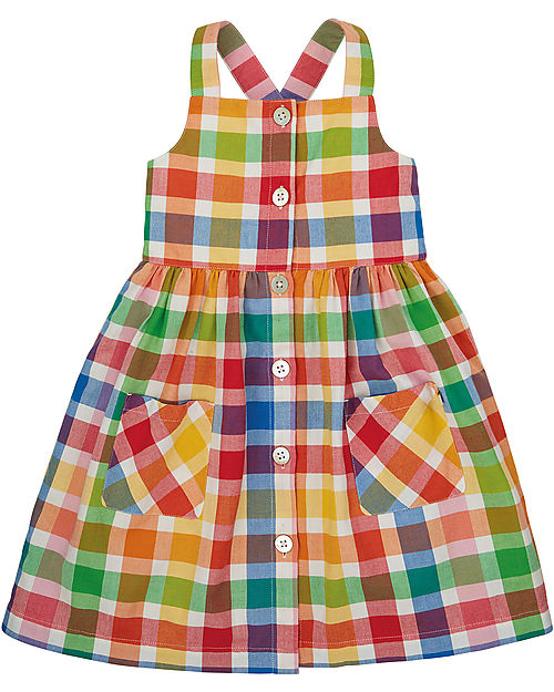 Frugi Abigail Checked Dress - Picnic Gingham - Rainbow Check - Organic Cotton Dresses_