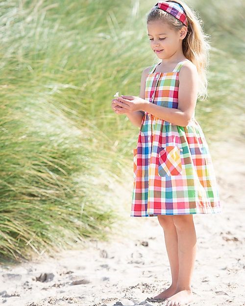 Frugi Abigail Checked Dress - Picnic Gingham - Rainbow Check - Organic Cotton Dresses_