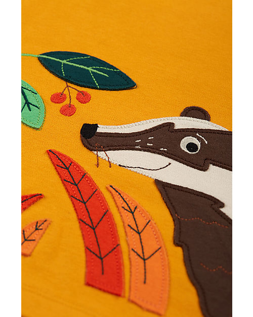 Frugi Adventure Applique Top - Gold/Badger - Organic Cotton Long Sleeves Tops