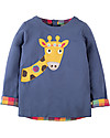 Frugi Alana, Long Sleeved Top with Applique, Blue Lake/Giraffe - Organic cotton Long Sleeves Tops