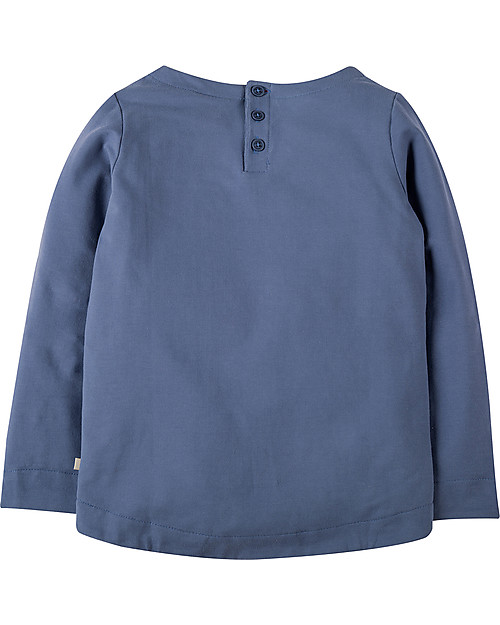 Frugi Alana, Long Sleeved Top with Applique, Blue Lake/Giraffe - Organic cotton Long Sleeves Tops