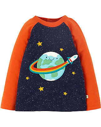 Frugi Alfie Nepp Top - Indigo/Rainbow World - Organic Cotton Long Sleeves Tops