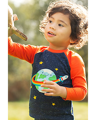 Frugi Alfie Nepp Top - Indigo/Rainbow World - Organic Cotton Long Sleeves Tops