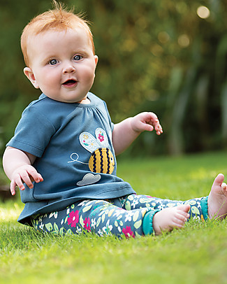Frugi Amber Applique Top - India ink/Bee - Organic Cotton T-Shirts And Vests