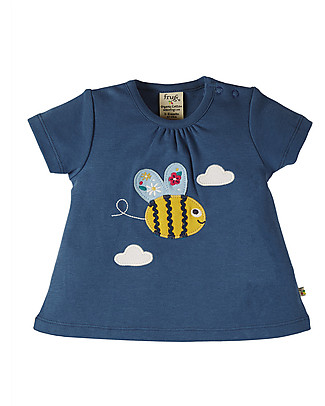 Frugi Amber Applique Top - India ink/Bee - Organic Cotton T-Shirts And Vests