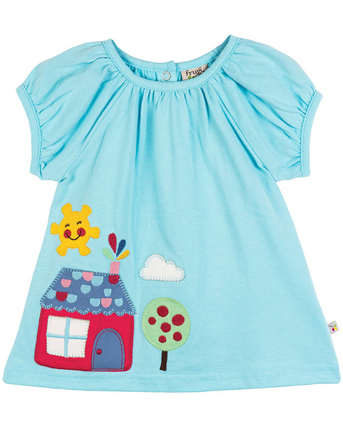 Frugi Amelia Sunshine Applique Top - Aqua Blue - 100% Organic Cotton! T-shirts