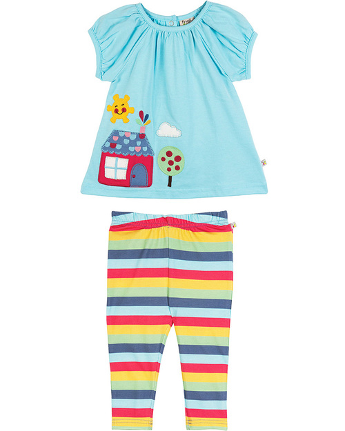 Frugi Amelia Sunshine Applique Top - Aqua Blue - 100% Organic Cotton! T-shirts