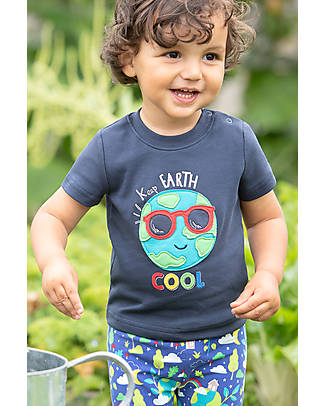 Frugi Andie Applique T-Shirt - Indigo- Earth World - Earth Day - Organic Cotton and Recycled Cotton- SS2023: Phase 2 T-shirts