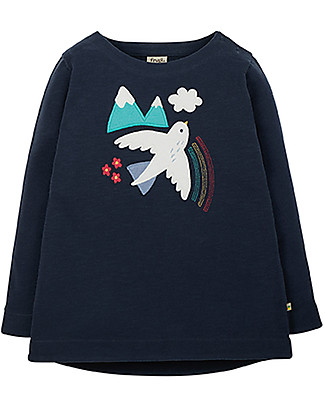 Frugi Aria Cosy Applique Top - Indigo/Ptarmigan - Organic Cotton Long Sleeves Tops