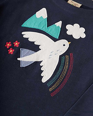 Frugi Aria Cosy Applique Top - Indigo/Ptarmigan - Organic Cotton Long Sleeves Tops