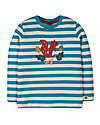 Frugi Aspen Applique Top - Teal Breton/Squirrel - Organic cotton Long Sleeves Tops