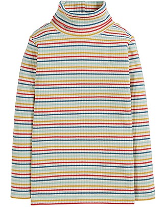 Frugi Ava Stripe Roll Neck - Abisko Rainbow Stripe - Organic Cotton Long Sleeves Tops