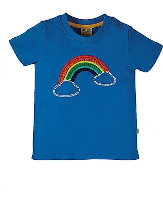 Frugi Avery Applique Top - Cobalt/Rainbow - Organic Cotton T-shirts