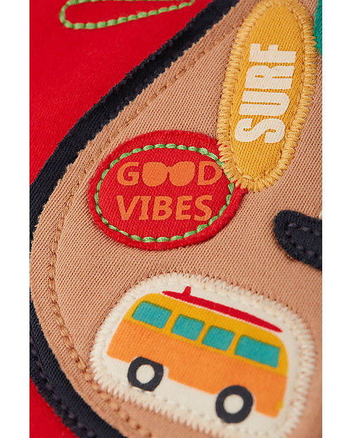 Frugi Avery Applique Top - Red/Guitar - Organic Cotton T-shirts