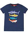 Frugi Avery Appliqué T-Shirt - Navy Blue/Sharks - Organic Cotton T-shirts