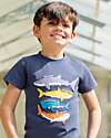 Frugi Avery Appliqué T-Shirt - Navy Blue/Sharks - Organic Cotton T-shirts