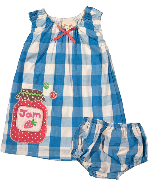 Frugi Baby Dress Set (dress + knickers) Cornflower Blue- 100% Organic Dresses_