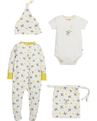 Frugi Baby Gift Set - Puffins - Bodysuit + Babygrow + Hat Sets And Co-Ords