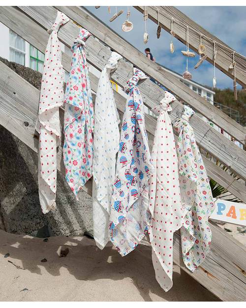 Frugi Baby Muslin Squares - Festival Birds - 2 pack - 70 x 70 cm - 100% organic cotton Muslin Swaddle