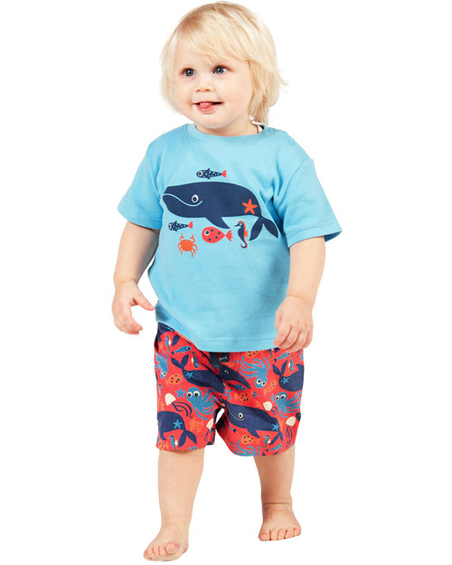 Frugi Baby Swim Trunks Sea Creatures - 100% Organic Cotton Swimming Trunks