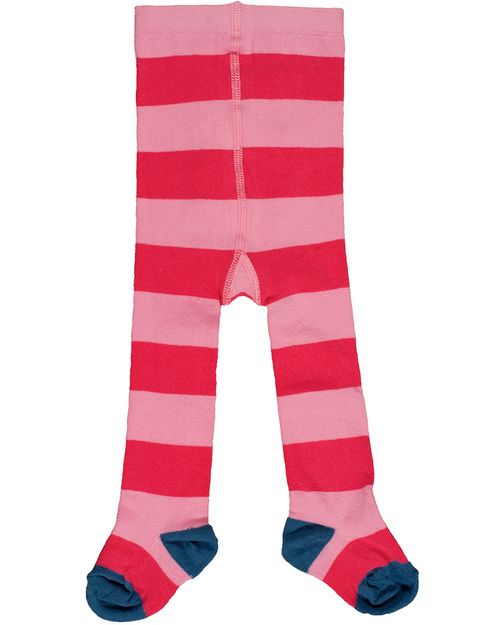 Frugi Baby Tights Organic Cotton - ONLY 1 LEFT Size 6-12 MONTHS- Raspberry Pink stripe Tights